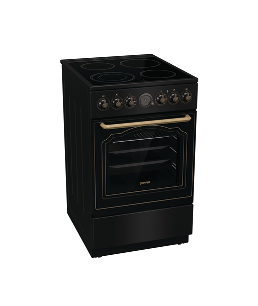 Gorenje Cooker, GECS5B70CLB, Hob type Vitroceramic, Oven type Electric, Black, Width 50 cm, Depth 59.4 cm, 70 L