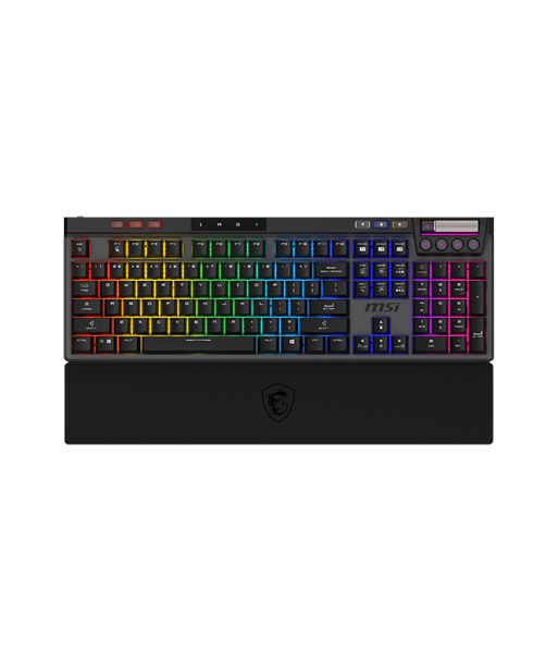 MSI STRIKE PRO WIRELESS, Gaming keyboard, Wireless, US, Black, 2.4 GHz Wireless, Bluetooth, USB 2.0, Kailh Midnight Pro Silent