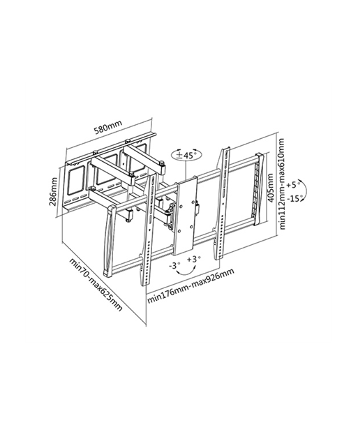 Sunne, Wall Mount, 60-100-EA, 60-100", Maximum weight (capacity) 80 kg, Black