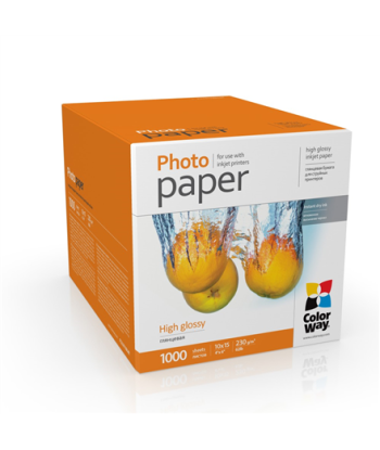 Fotopaber ColorWay, 1000 sheets, High Glossy, 230 g/m², 10x15