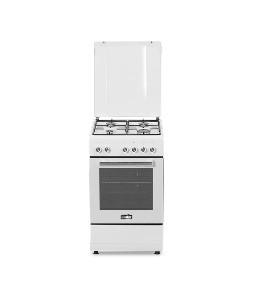 Simfer, Cooker, 5405SERBB, Hob type Gas, Oven type Electric, White, Width 50 cm, Electronic ignition, Depth 60 cm, 43 L