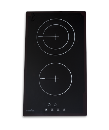 Варочная панель Simfer, H3.020.DEBSP, Vitroceramic, Number of burners/cooking zones 2, Touch, Black