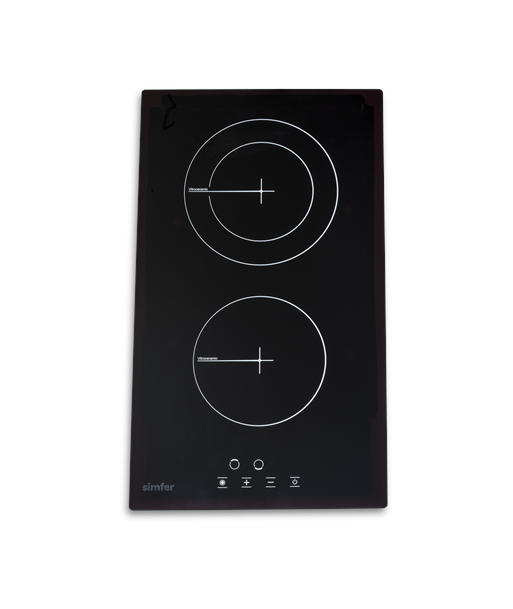 Simfer, Hob, H3.020.DEBSP, Vitroceramic, Number of burners/cooking zones 2, Touch, Black