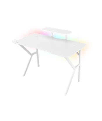 Genesis Gaming Desk Holm 320 RGB Headphone holder, Cup holder, Gamepad holder, Monitor shelf, Organizer cables, White