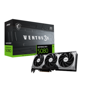 MSI GeForce RTX 5080 16G VENTUS 3X OC, NVIDIA, 16 GB, GeForce RTX 5080, HDMI ports quantity 1, PCI Express Gen 5, Memory clock
