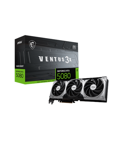 MSI GeForce RTX 5080 16G VENTUS 3X OC, NVIDIA, 16 GB, GeForce RTX 5080, HDMI ports quantity 1, PCI Express Gen 5, Memory clock