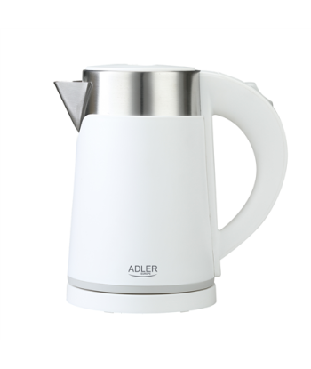 Чайник Adler, AD 1372, Electric, 800 W, 0.6 L, Plastic/Stainless steel, 360° rotational base, White