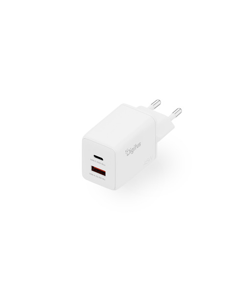Digitus USB GaN Charger 45W, 1x USB-C, 1x USB-A | DA-10302