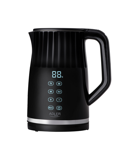 Adler Kettle with LED display, AD 1350, Electric, 2200 W, 1.7 L, Stainless Steel, 360° rotational base, Black