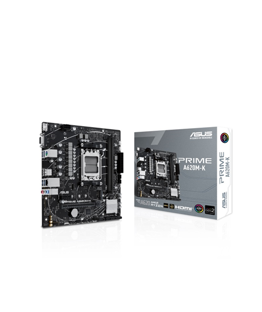 Asus, PRIME A620M-K, Processor family AMD, Processor socket AM5, DDR5 DIMM, Memory slots 2, Supported hard disk drive