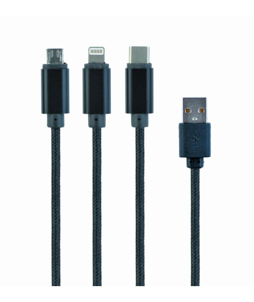 CABLE USB CHARGING 3IN1 1M/BLACK CC-USB2-AM31-1M GEMBIRD
