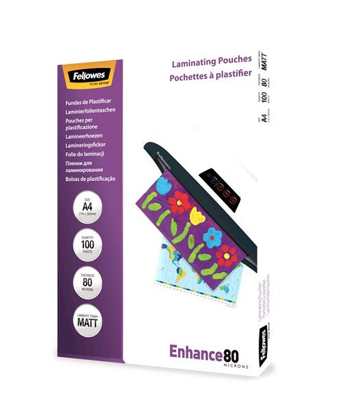 LAMINATOR POUCH MATT/A4 80 100PCS 5452103 FELLOWES