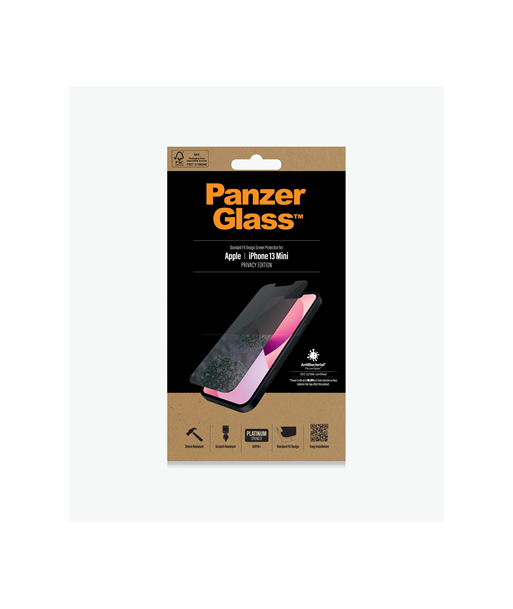 Privaatne kaitseklaas PanzerGlass, Apple, iPhone 13 Mini, Tempered glass, Black, Crystal clear, Resistant to scratches and