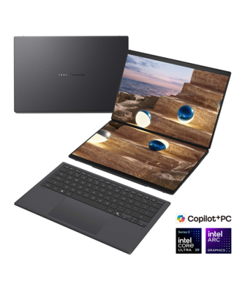 Asus, Zenbook Duo UX8407AA-SN066W, Moher Gray, 14", OLED, Touchscreen, 3K, 2880 x 1800 pixels, 144 Hz, Glossy, Intel Core