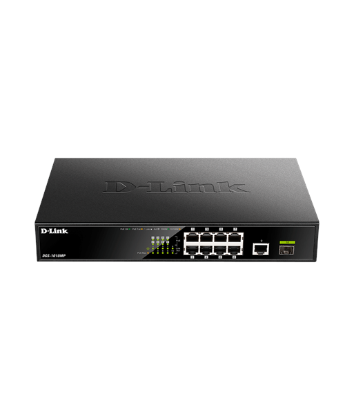 D-Link, 10 Gigabit port Switch with PoE, DGS-1010MP, Unmanaged, Desktop / Rackmount, Gigabit Ethernet (copper) ports quantity