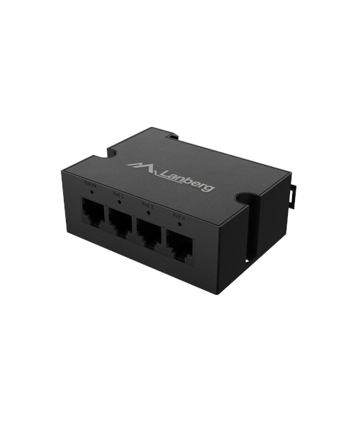 Lanberg Switch PoE Extender 1xIn 3xOut Fast Ethernet Din Rail at 30W metal clips | DIN-FE4-AT-30W