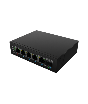 Lanberg Switch PoE 1xBT 3xAT SFP/ETH Din Unmanagment Fast Ethernet | ILFE-4P-1GE-1S-90
