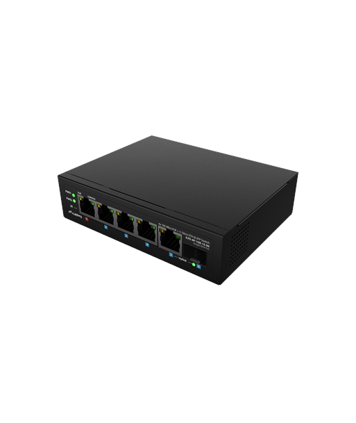 Lanberg Switch PoE 1xBT 3xAT SFP/ETH Din Unmanagment Fast Ethernet | ILFE-4P-1GE-1S-90