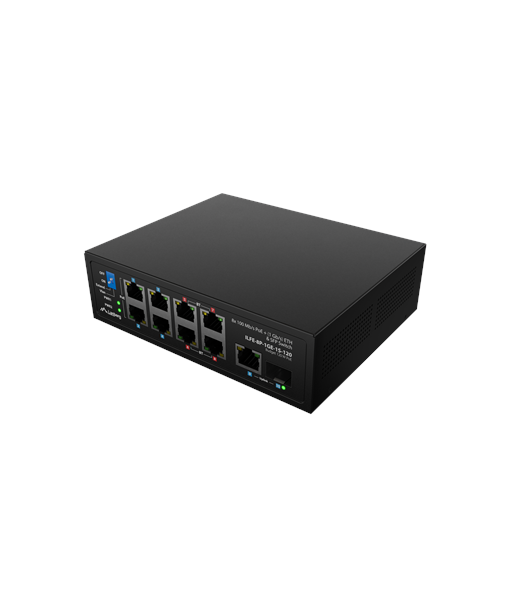 Lanberg Switch PoE 4xBT 4xAT SFP/ETH Din Unmanagment Fast Ethernet, ILFE-8P-1GE-1S-120, Unmanaged, Din rail, Rack