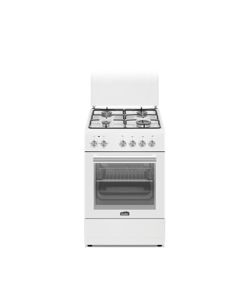 Pliit Simfer, 4403SERBB, Hob type Gas, Oven type Electric, White, Width 50 cm, Electronic ignition, Depth 55 cm, 48 L