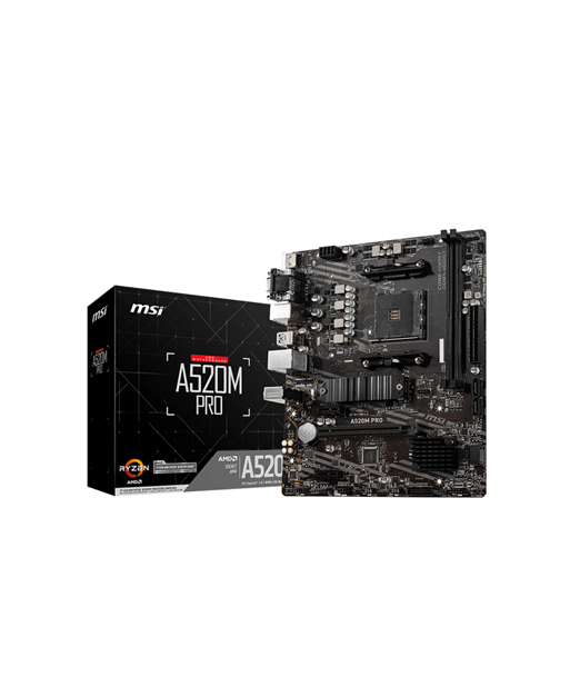 MSI, A520M PRO, Processor family AMD, Processor socket AM4, DDR4, Memory slots 2, Chipset AMD A, Micro ATX