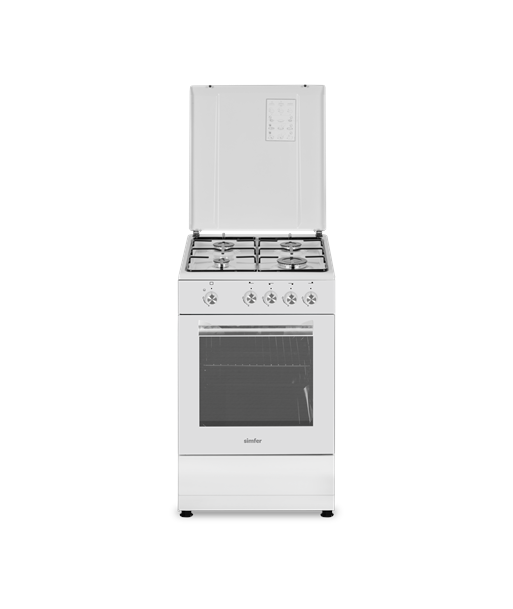 Плита Simfer, 4401SGRBB.1, Hob type Gas, Oven type Gas, White, Width 50 cm, Depth 55 cm, 49 L