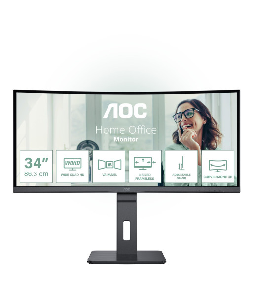 LCD Monitor AOC 34" 3440 x 1440 pixels UltraWide Quad HD Native aspect ratio 21:9 LED Curved CU34P3CV