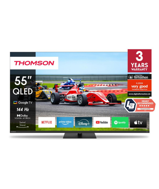 TV THOMSON 55" 4K/Smart QLED 3840x2160 Wireless LAN Bluetooth Google TV Black 55QG7C14