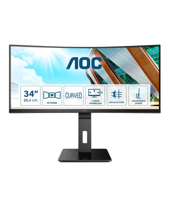 LCD Monitor AOC 34" 3440 x 1440 pixels Quad HD Native aspect ratio 21:9 LED Curved CU34P2A