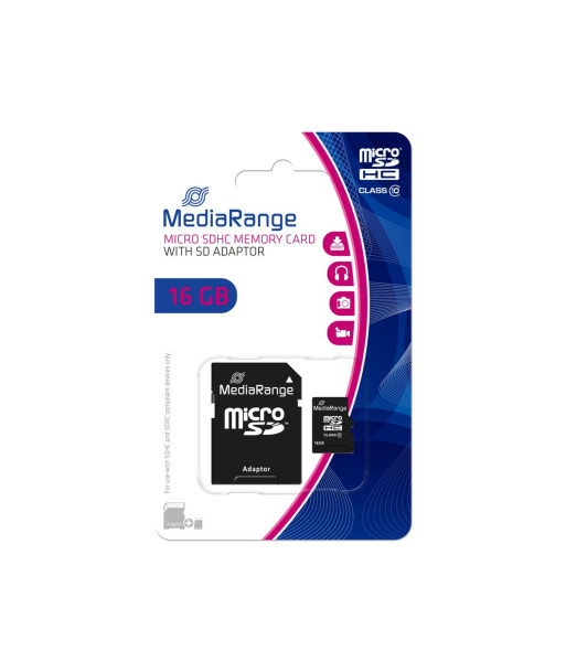MEMORY MICRO SDHC 16GB C10/W/ADAPTER MR958 MEDIARANGE