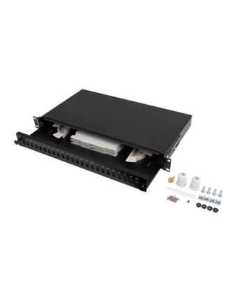 Lanberg Rackmount 19" 1U Fiber Patch panel 24xSC Simplex/24XLC Duplex Black with Accessories | FOP1-24SS-LDB