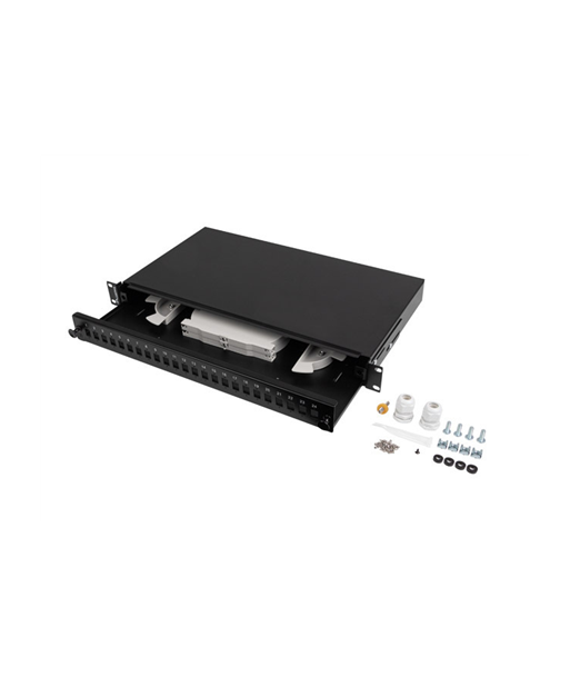 Lanberg Rackmount 19" 1U Fiber Patch panel 24xSC Simplex/24XLC Duplex Black with Accessories | FOP1-24SS-LDB