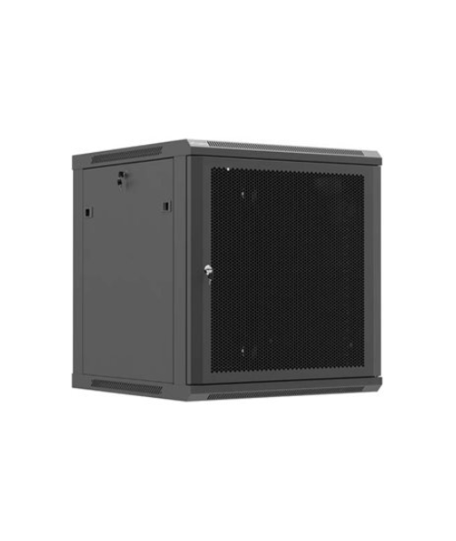 Lanberg Wall mounted installation cabinet 19"12U 600X600, Black perforated door (Flat pack) | Lanberg