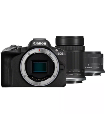 Canon, EOS R50 + RF-S 18-45mm F4.5-6.3 IS STM + RF-S 55-210mm F5-7.1 IS STM (SIP), Megapixel 24.2 MP, Image stabilizer, ISO