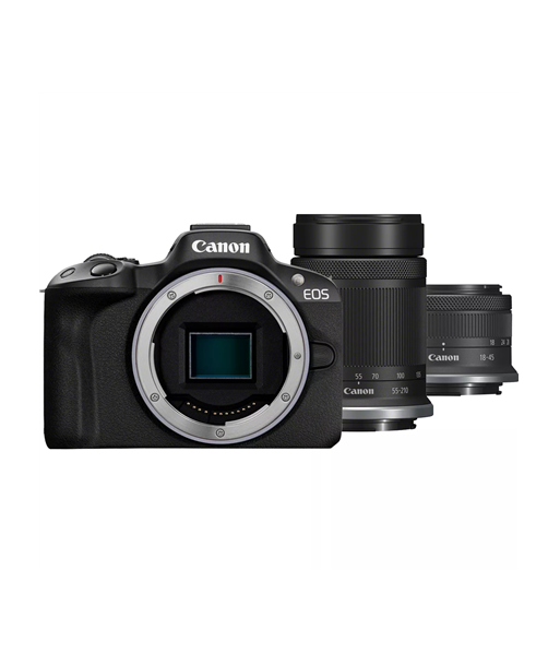 Canon, EOS R50 + RF-S 18-45mm F4.5-6.3 IS STM + RF-S 55-210mm F5-7.1 IS STM (SIP), Megapixel 24.2 MP, Image stabilizer, ISO