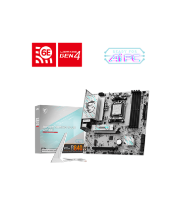 MSI B840M GAMING PLUS WIFI6E, Processor family AMD, Processor socket AM5, DDR5, Supported hard disk drive interfaces SATA, M.2