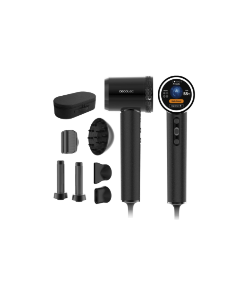 Фен Cecotec, DryGlam Waves i-Sensor Pro, 1600 W, Number of temperature settings 4, Ionic function, Black, Diffuser nozzle