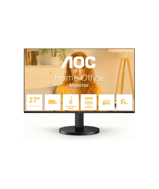 AOC, Q27B3CF2, 27", IPS, QHD, 16:9, 100 Hz, 1 ms, 2560 x 1440 pixels, 350 cd/m², HDMI ports quantity 1, Black, Warranty 36