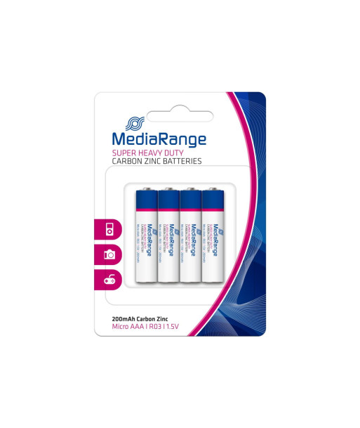 BATTERY CARBON-ZINC AAA 1.5V/4PCS MRBAT141 MEDIARANGE