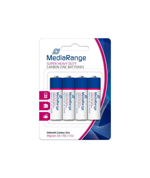 BATTERY CARBON-ZINC AA 1.5V/4PCS MRBAT144 MEDIARANGE