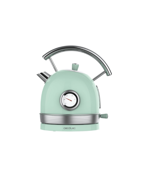 Cecotec Kettle, ThermoSense 420 Vintage, 2200 W, Electric, 1.8 L, Stainless steel, 360° rotational base, Light Green