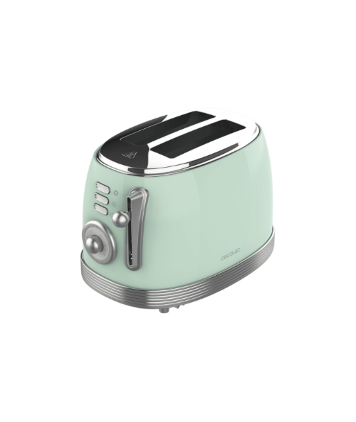 Cecotec Toaster, Toast&Taste 800 Vintage, Power 850 W, Number of slots 2, Housing material Stainless steel, Light Green