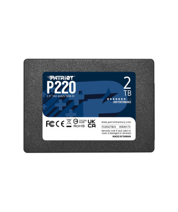SSD PATRIOT P220 2TB SATA Write speed 500 MBytes/sec Read speed 550 MBytes/sec 2,5" TBW 960 TB P220S2TB25
