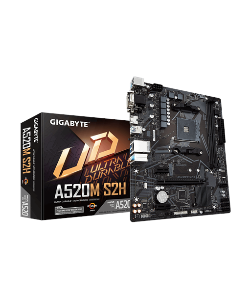 Gigabyte, A520M S2H 1.0, Processor family AMD, Processor socket AM4, DDR4 DIMM, Memory slots 2, Chipset AMD A, Micro ATX