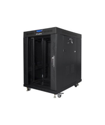 Lanberg, Rack cabinet 19" free-standing 15U/600x800 (flat pack) with glass door, LCD, FF01-6815-12BL, Black