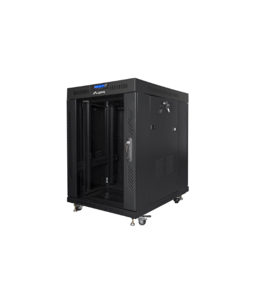 Lanberg, Rack cabinet 19" free-standing 15U/600x800 (flat pack) with glass door, LCD, FF01-6815-12BL, Black