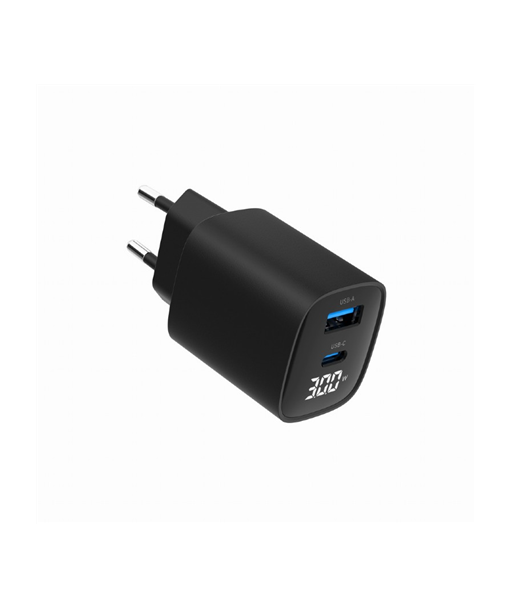 Gembird 2-port 30W USB fast charger, LCD | TA-UC-PDQC30LCD-BK-01