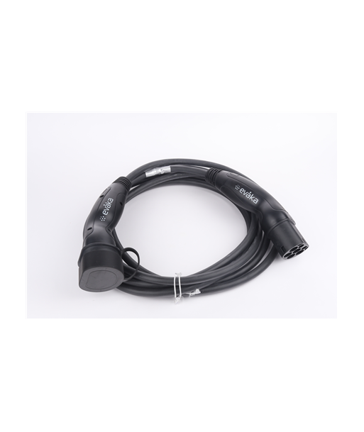 Evaka EV Charging Cable Type 2-Type 2, 22 kW, 32 A, 5 x 6 mm2, 1 x 0.5 mm2, 7 m | ITGAM3872 | Black