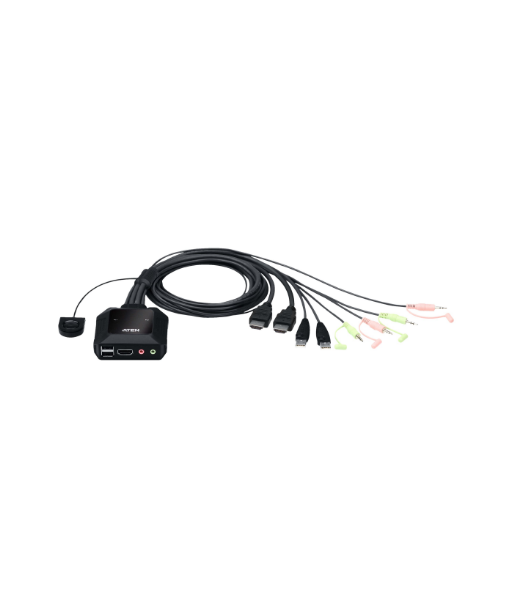 Aten | 2-Port USB 4K HDMI Cable KVM Switch with Remote Port Selector | CS22H-AT