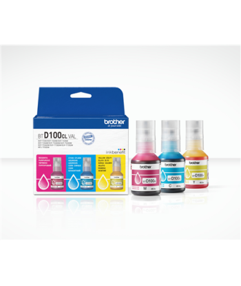 Brother BTD100CLVAL | Multipack Ink Bottles | Magenta, Cyan, Yellow